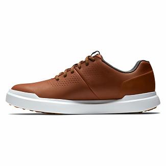 Men's Footjoy Contour Casual Spikeless Golf Shoes Brown NZ-350015